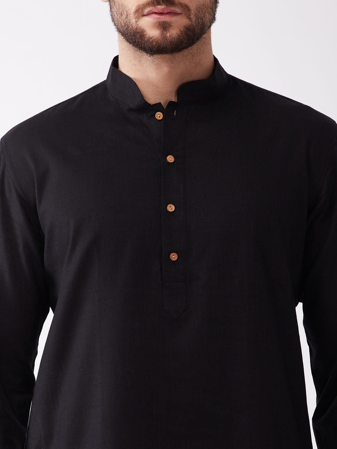 Men's Black Cotton Blend Straight Kurta and Dhoti Set