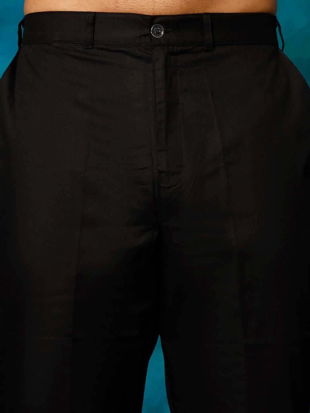 Men's Black Cotton Blend Straight Kurta Pyjama Set