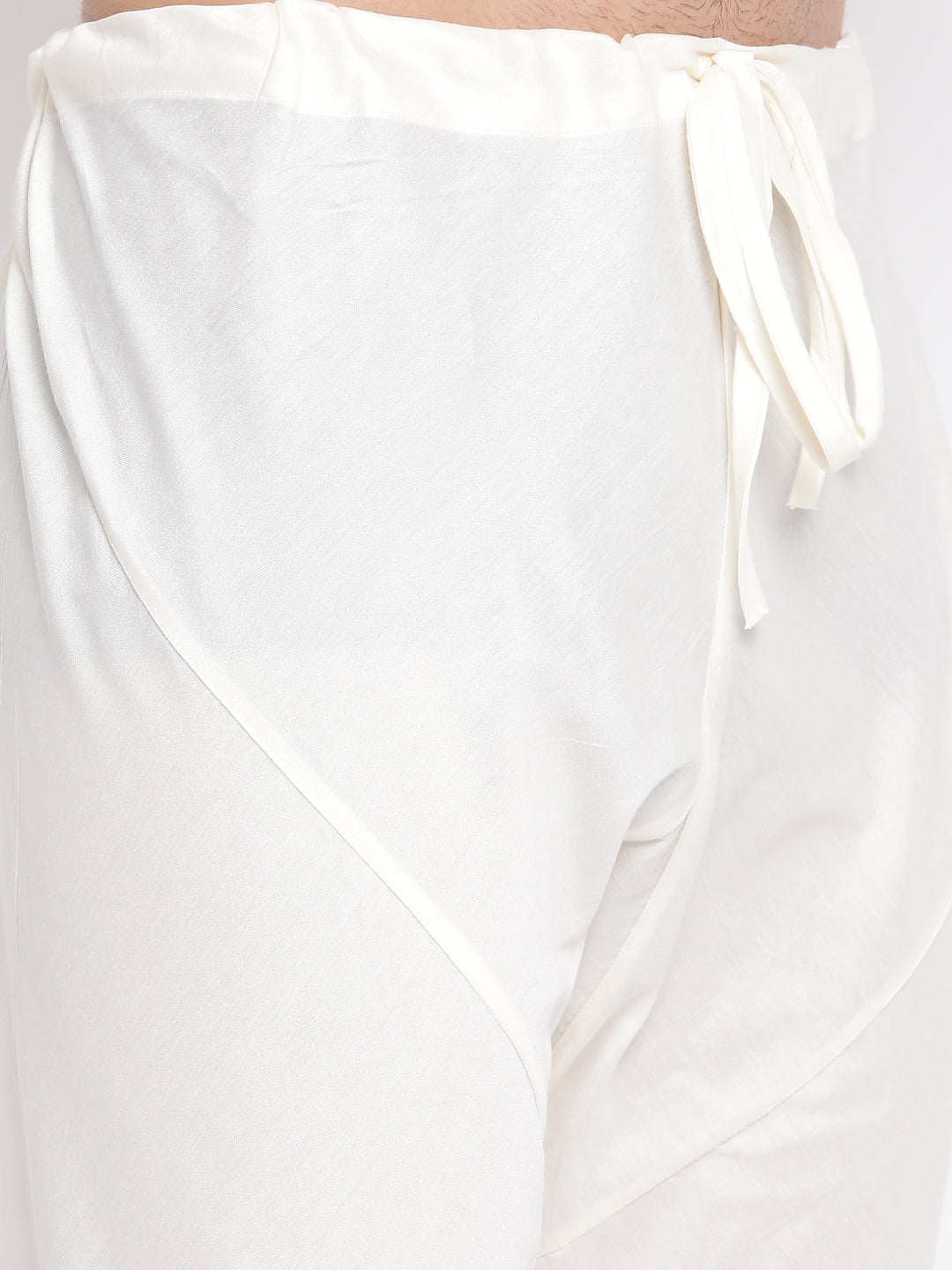 Men's Cream Viscose Straight Kurta Pyjama Set