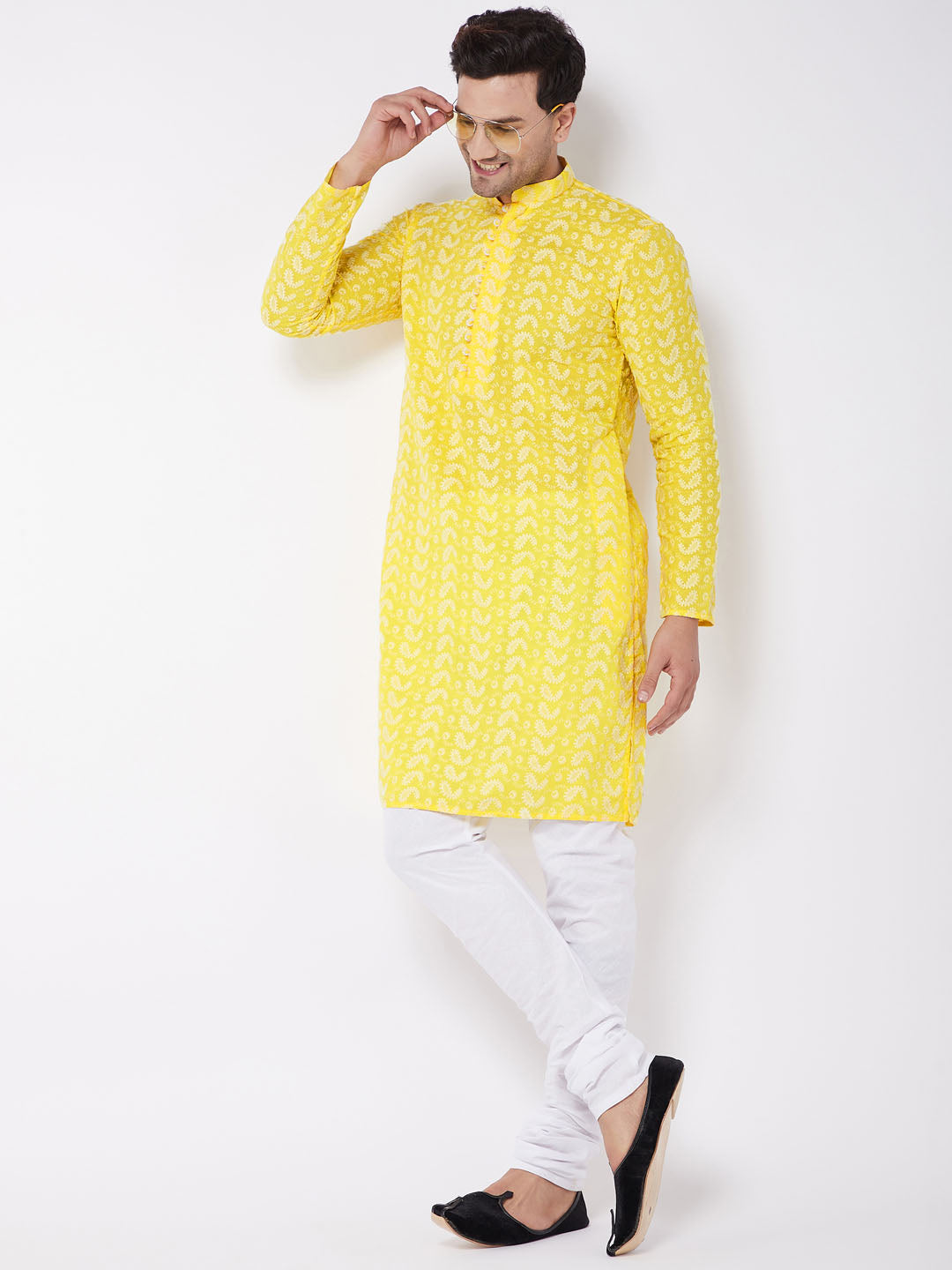 Men's Mustard Pure Cotton Straight Kurta Pyjama Set
