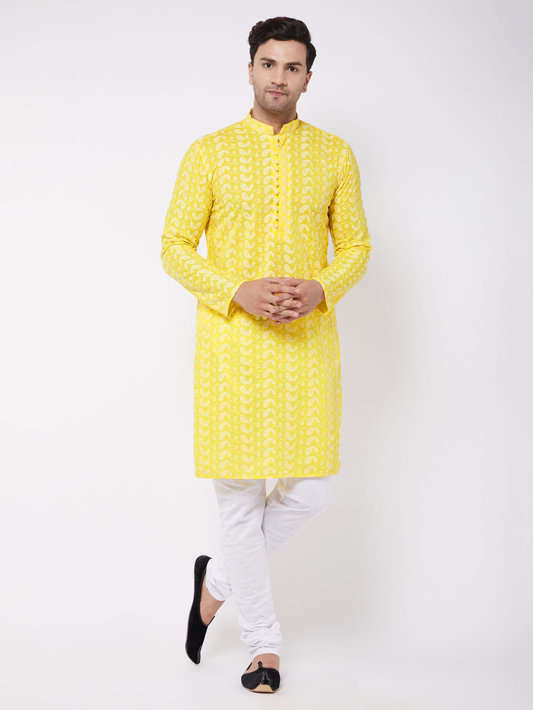 Men's Mustard Pure Cotton Straight Kurta Pyjama Set