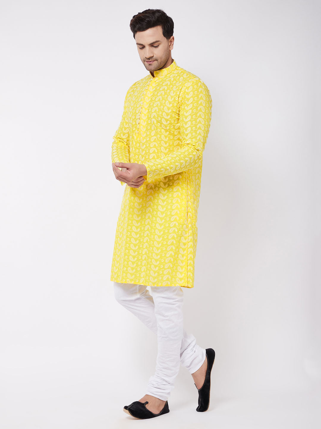Men's Mustard Pure Cotton Straight Kurta Pyjama Set