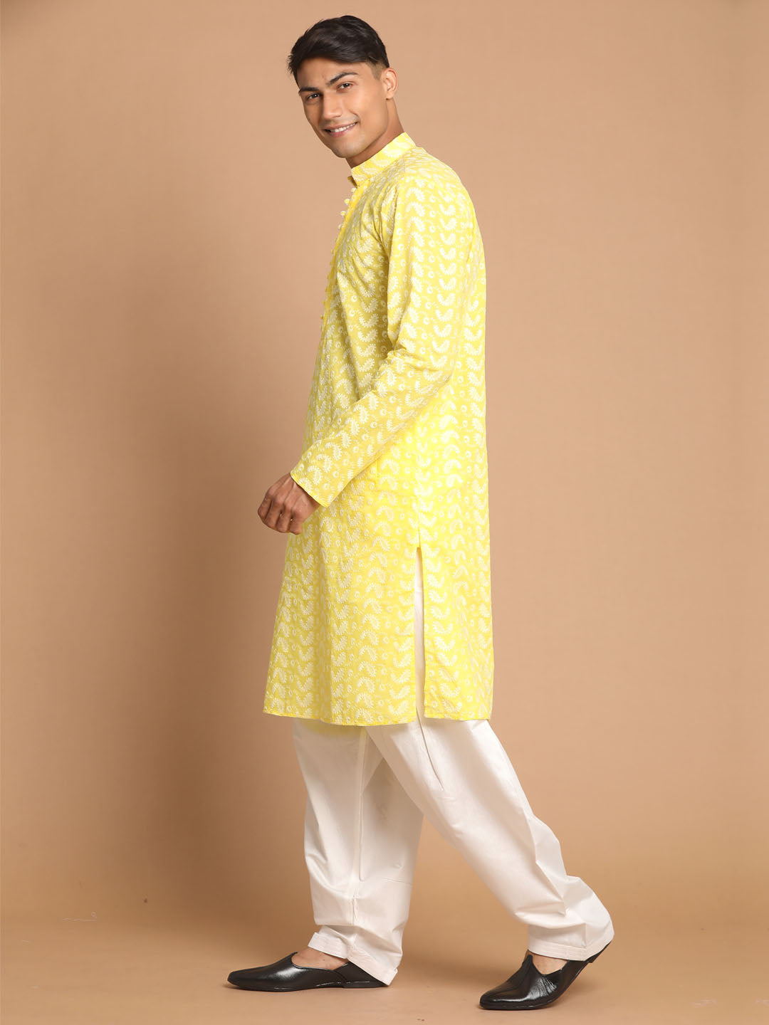 Men's Mustard Pure Cotton Straight Kurta and Patiala Set