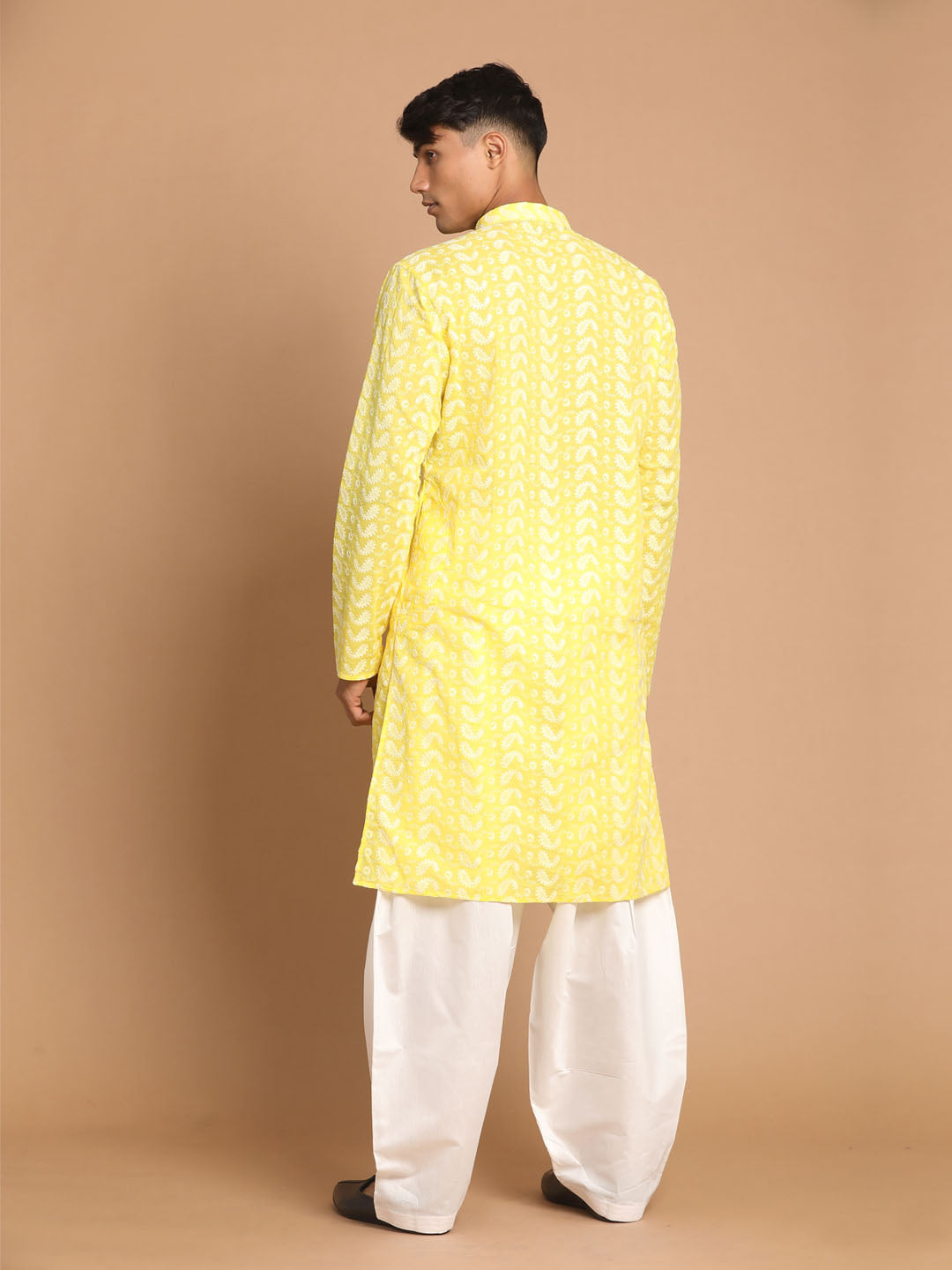Men's Mustard Pure Cotton Straight Kurta and Patiala Set