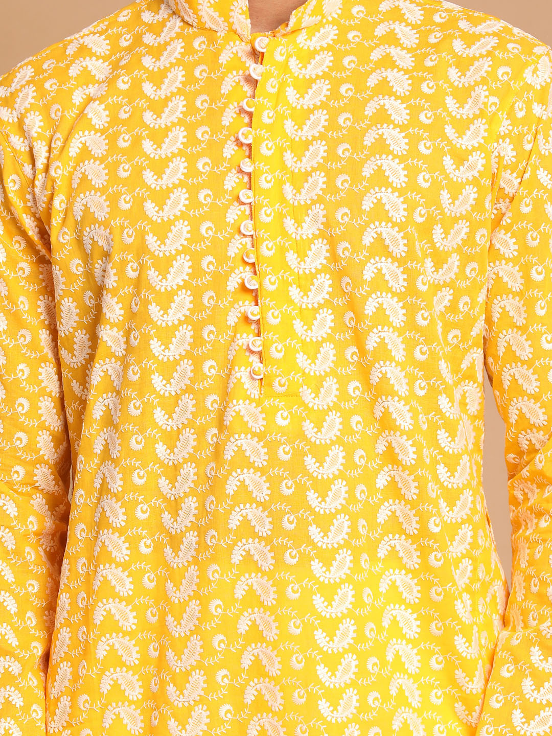 Men's Orange Pure Cotton Straight Kurta Pyjama Set
