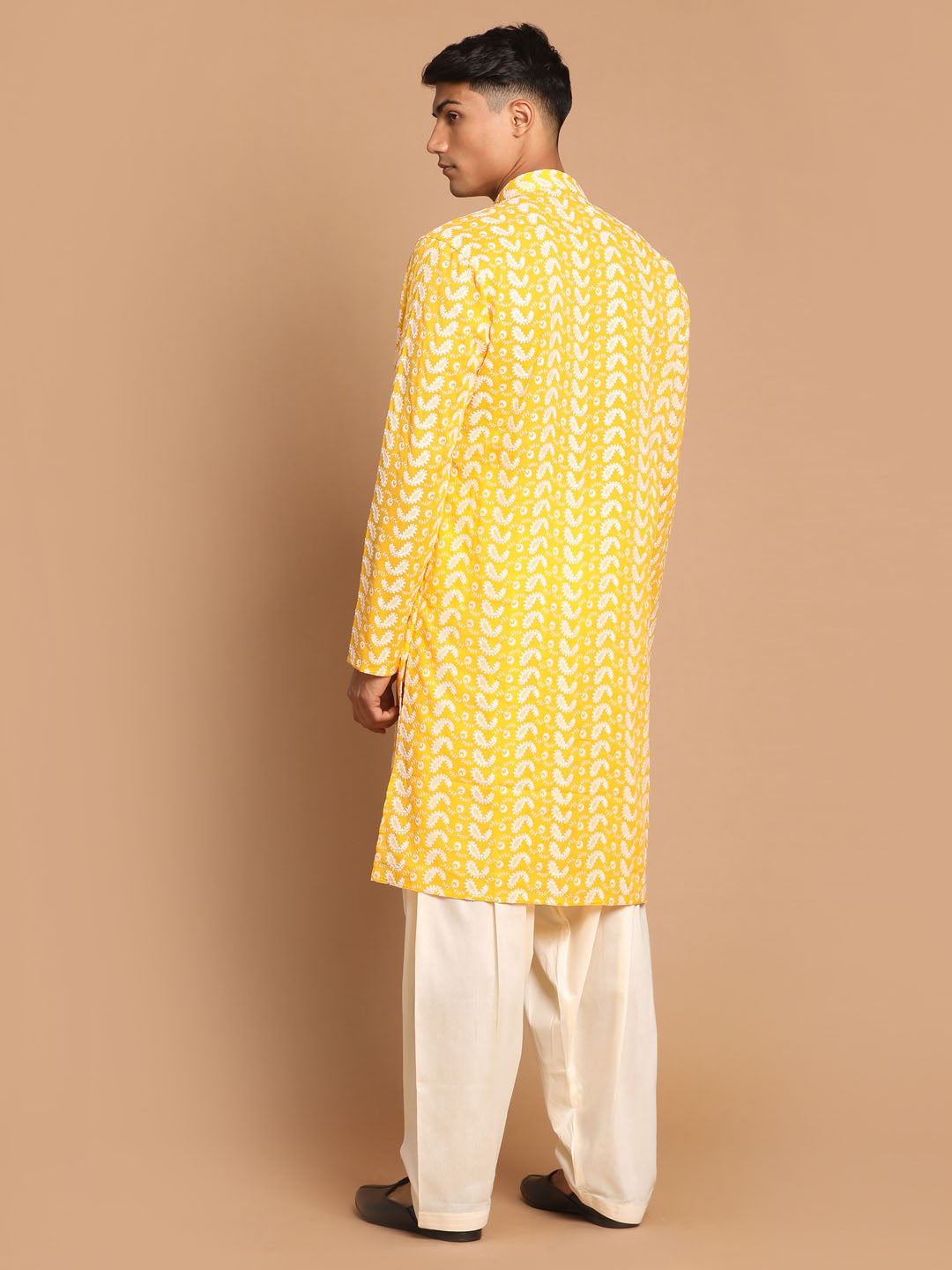 Men's Orange Pure Cotton Straight Kurta and Patiala Set