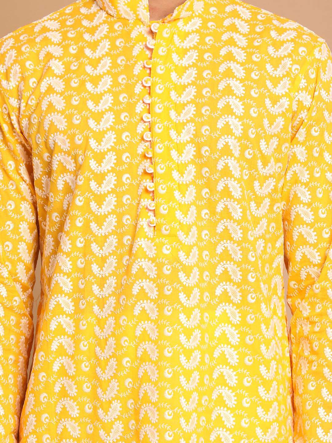 Men's Orange Pure Cotton Straight Kurta and Patiala Set