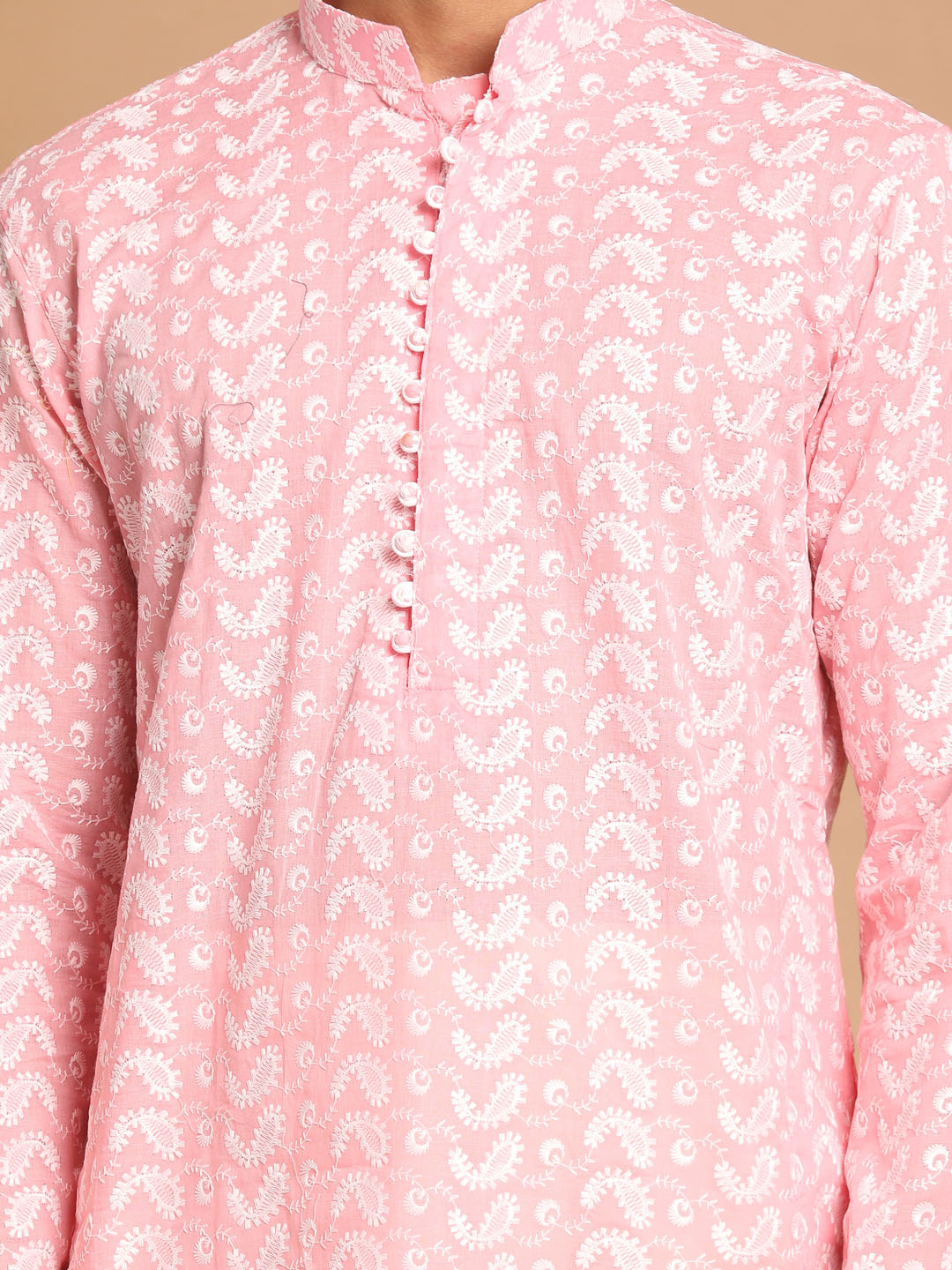 Men's Pink Pure Cotton Straight Kurta and Patiala Set