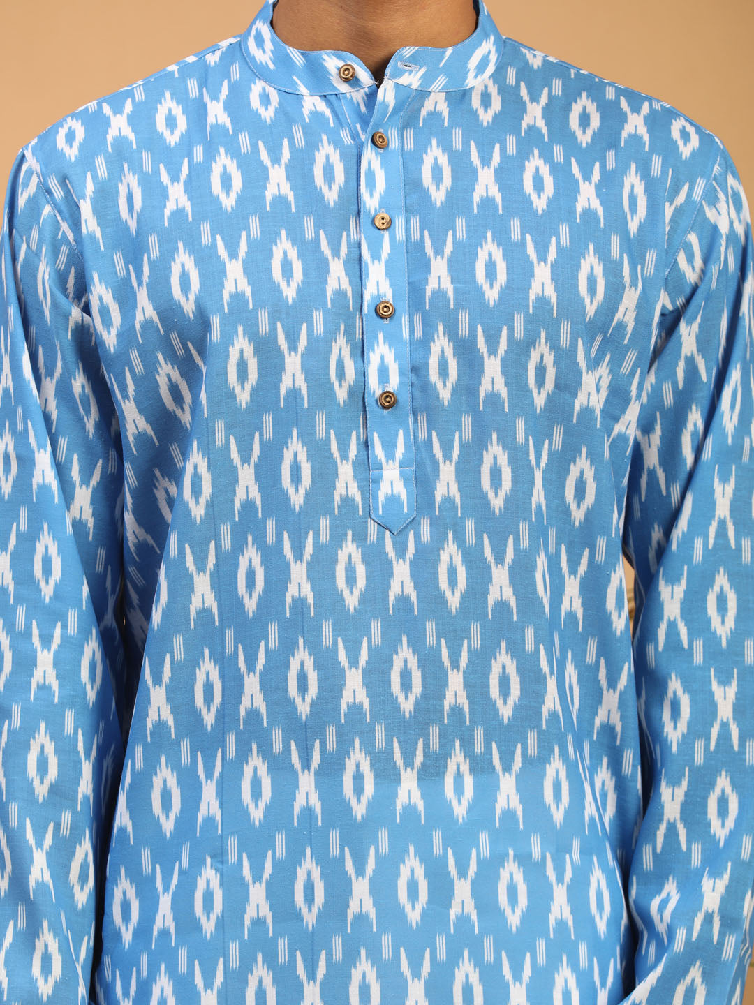 Men's Aqua Cotton Blend Straight Kurta Pyjama Set