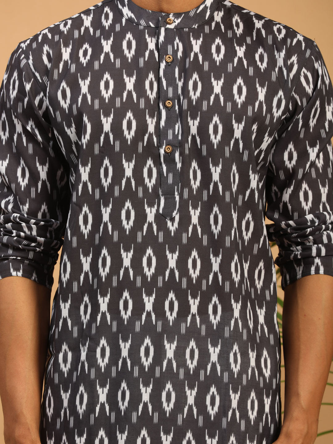 Men's Black Cotton Blend Straight Kurta Pyjama Set