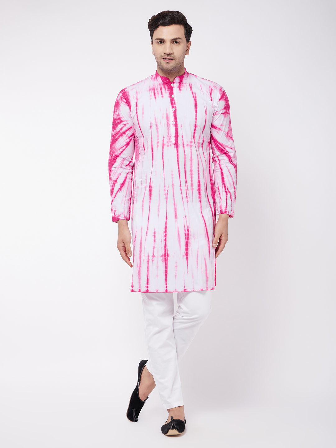Men's Pink Pure Cotton Straight Kurta Pyjama Set