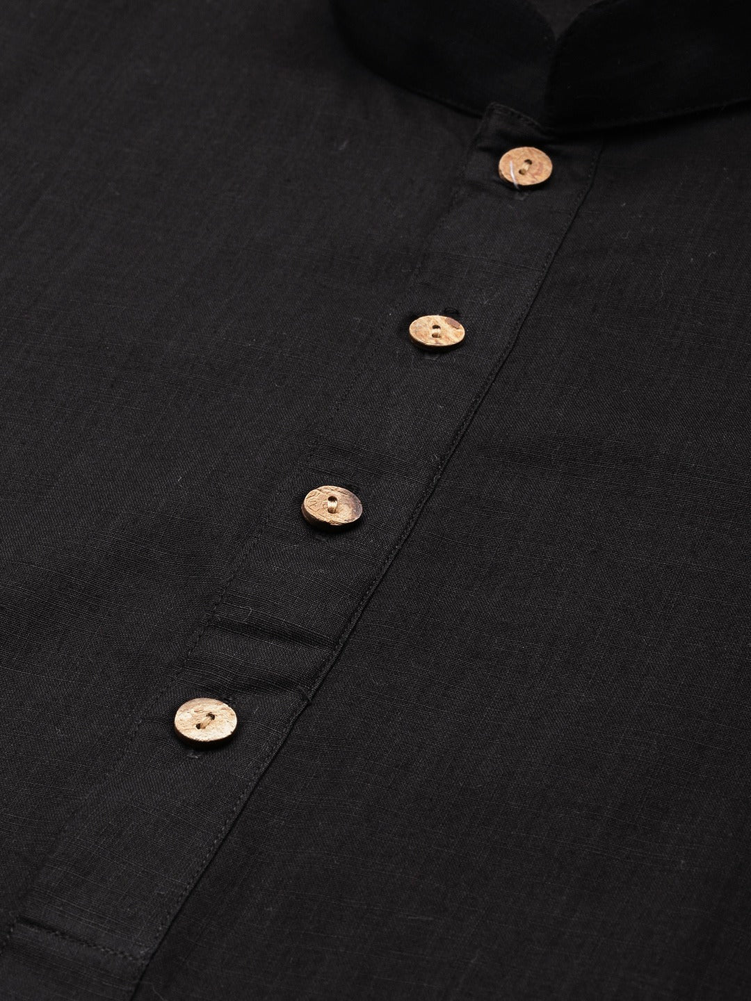 Men's Black Cotton Blend Straight Kurta And Mundu Set