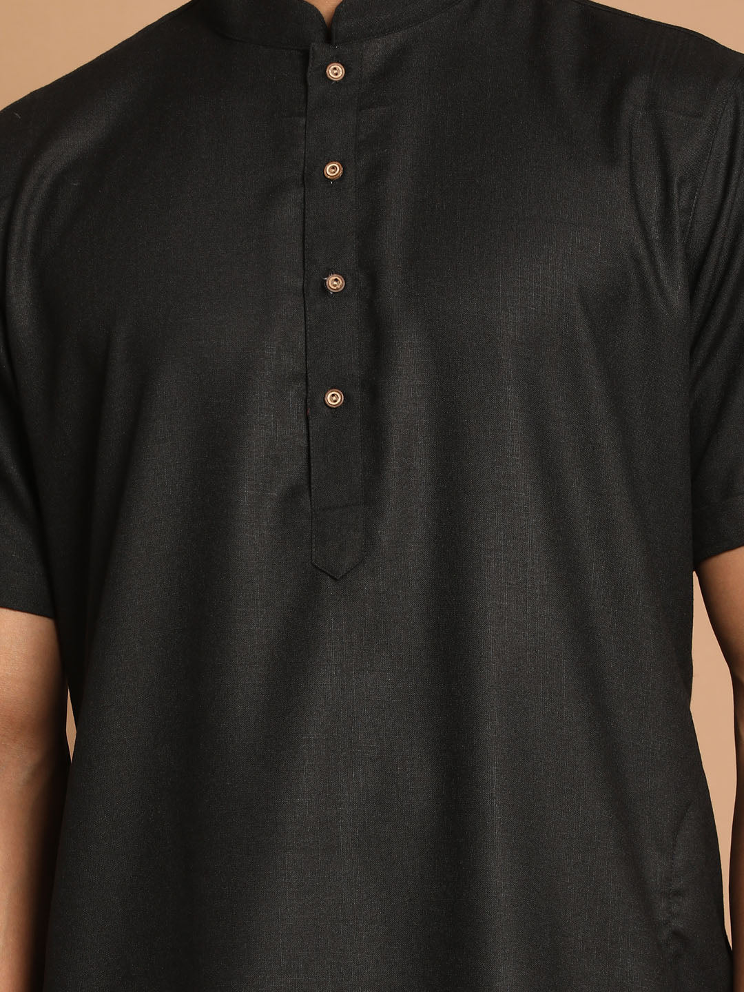 Men's Black Cotton Blend Straight Kurta Pyjama Set