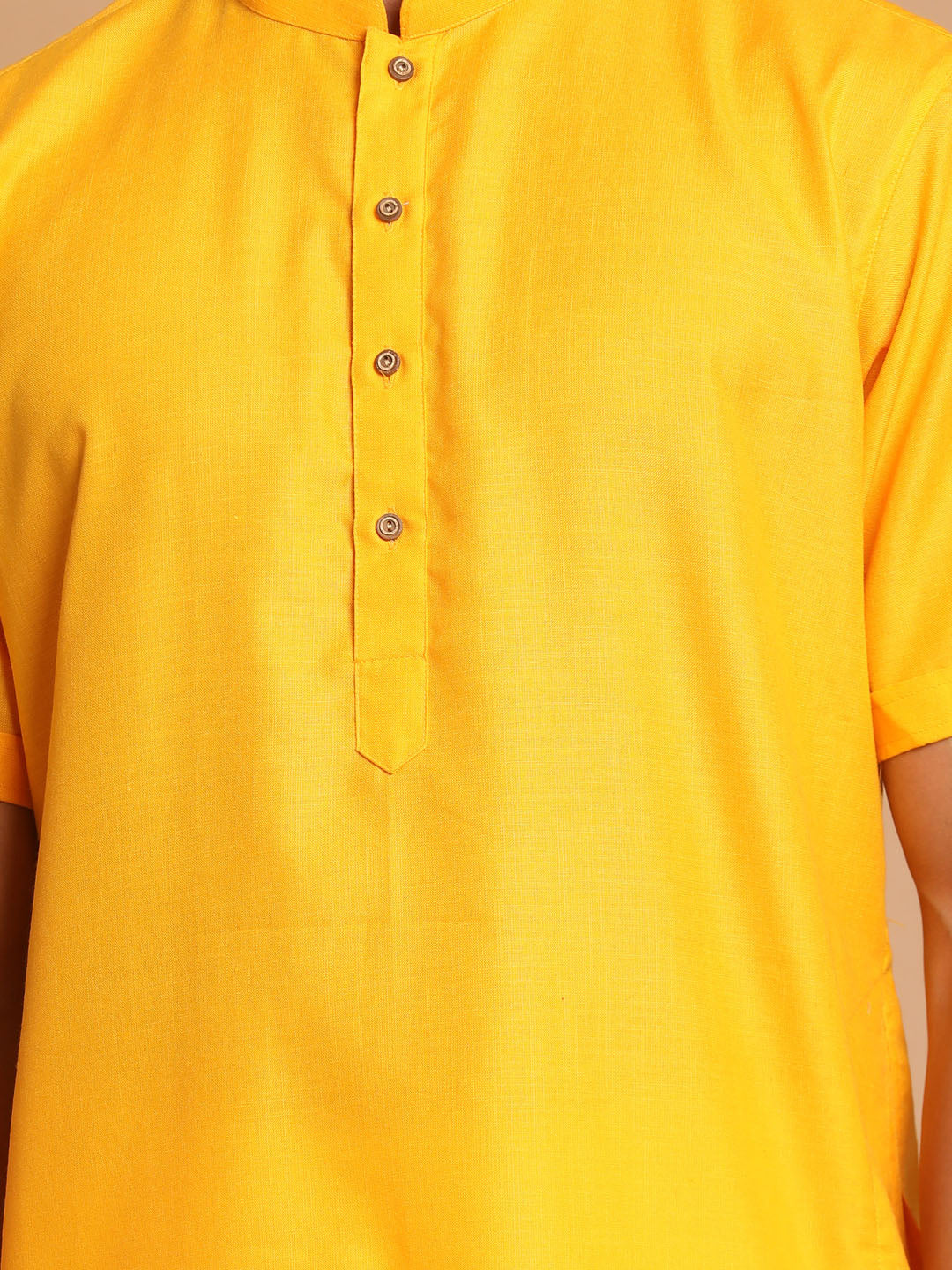 Men's Mustard Cotton Blend Straight Kurta Pyjama Set