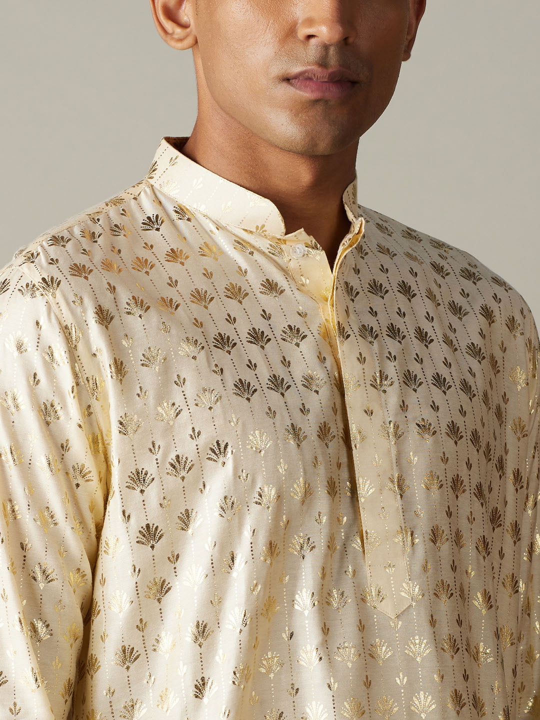 Men's Gold Viscose Straight Kurta and Patiala Set