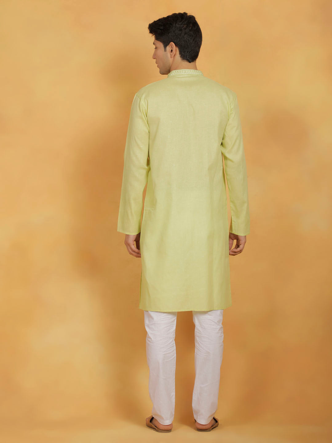 Men's Mint Green Cotton Straight Kurta Pyjama Set