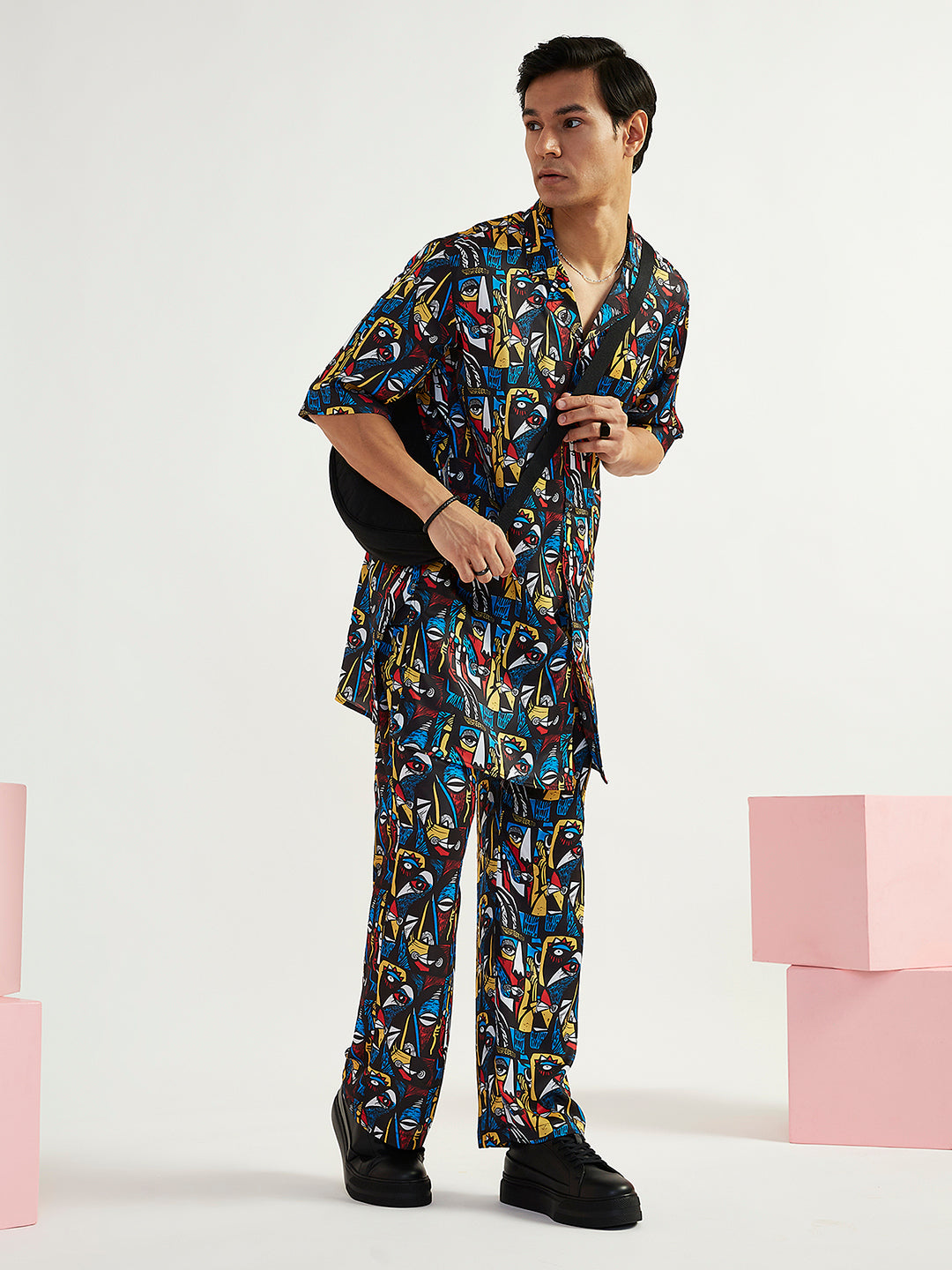Men's Black Satin Straight Kurta And Pyjama Set