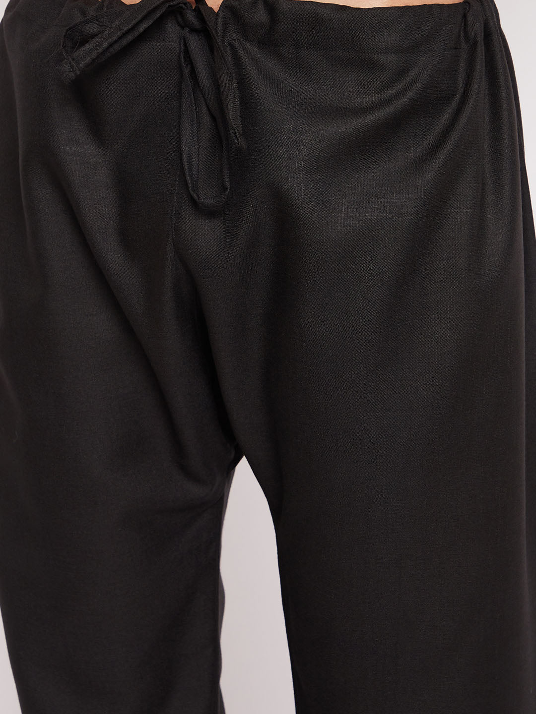 Men's Black Cotton Blend Straight Kurta Pyjama Set