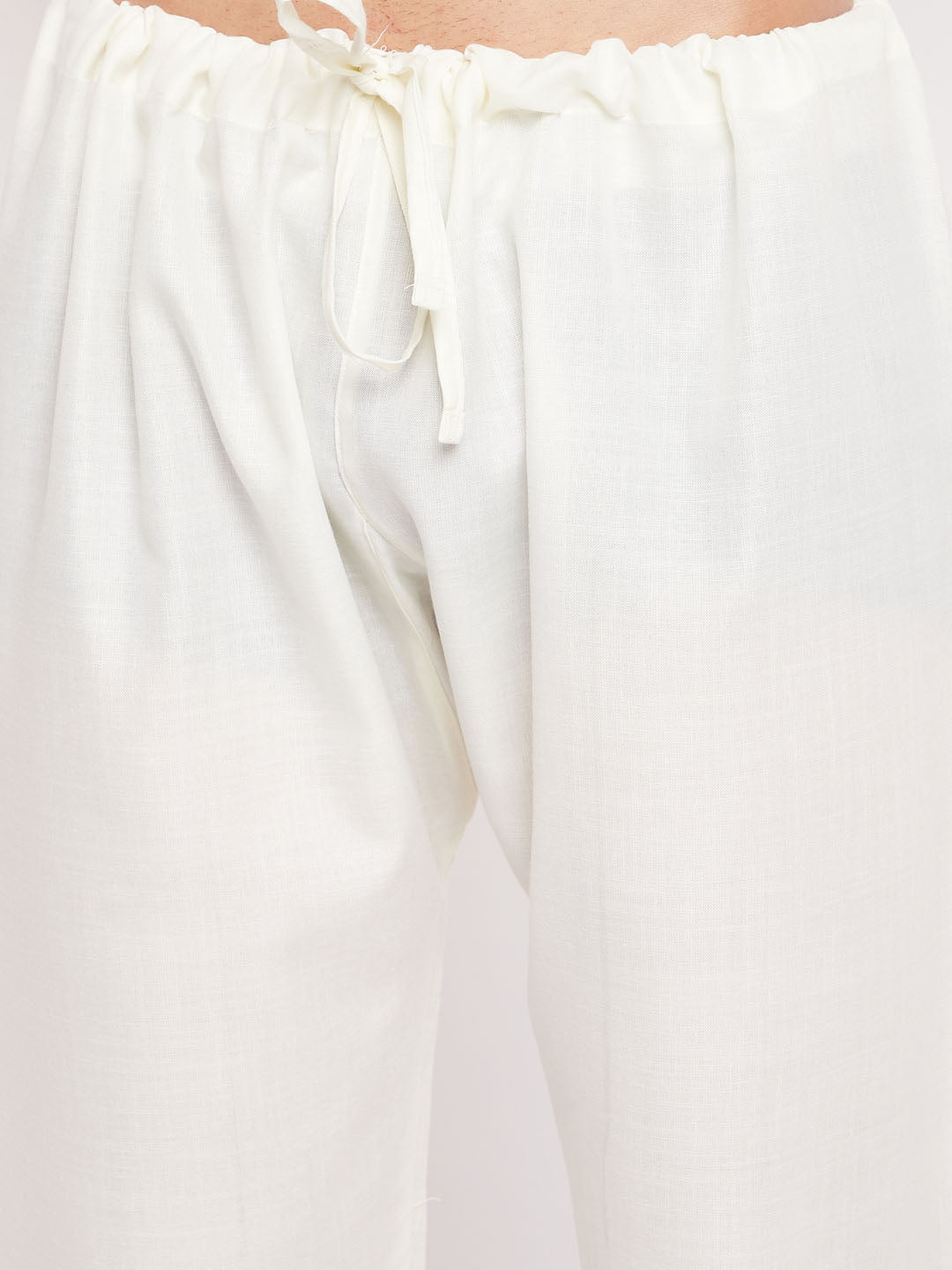 Men's Cream Cotton Blend Pathani Kurta Pyjama Set