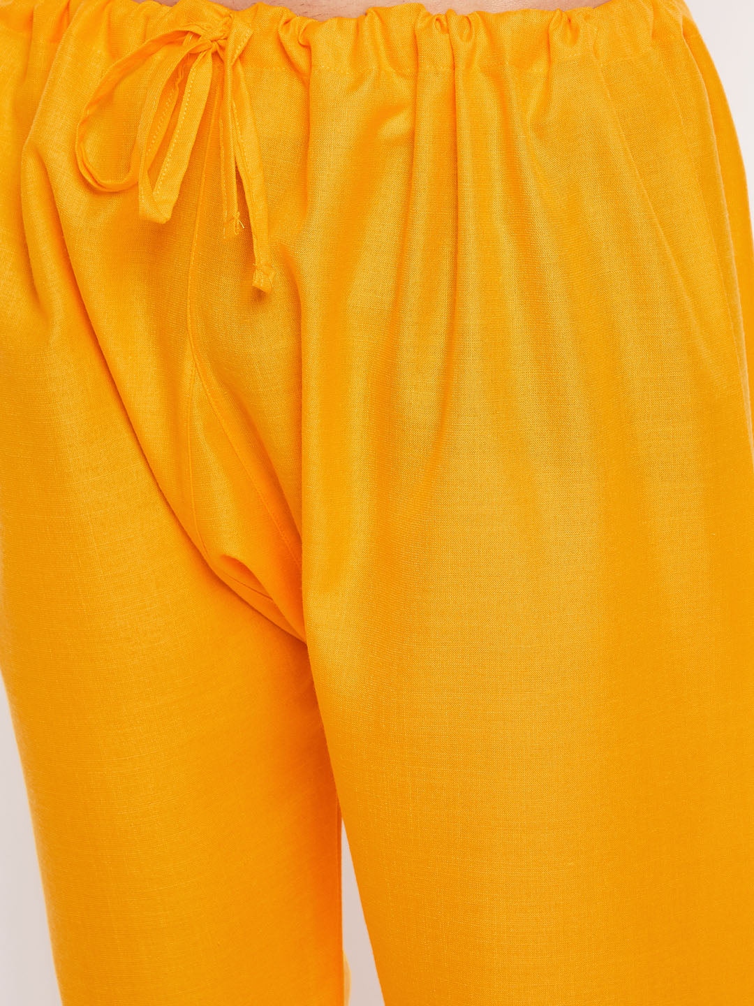 Men's Mustard Cotton Blend Pathani Kurta Pyjama Set