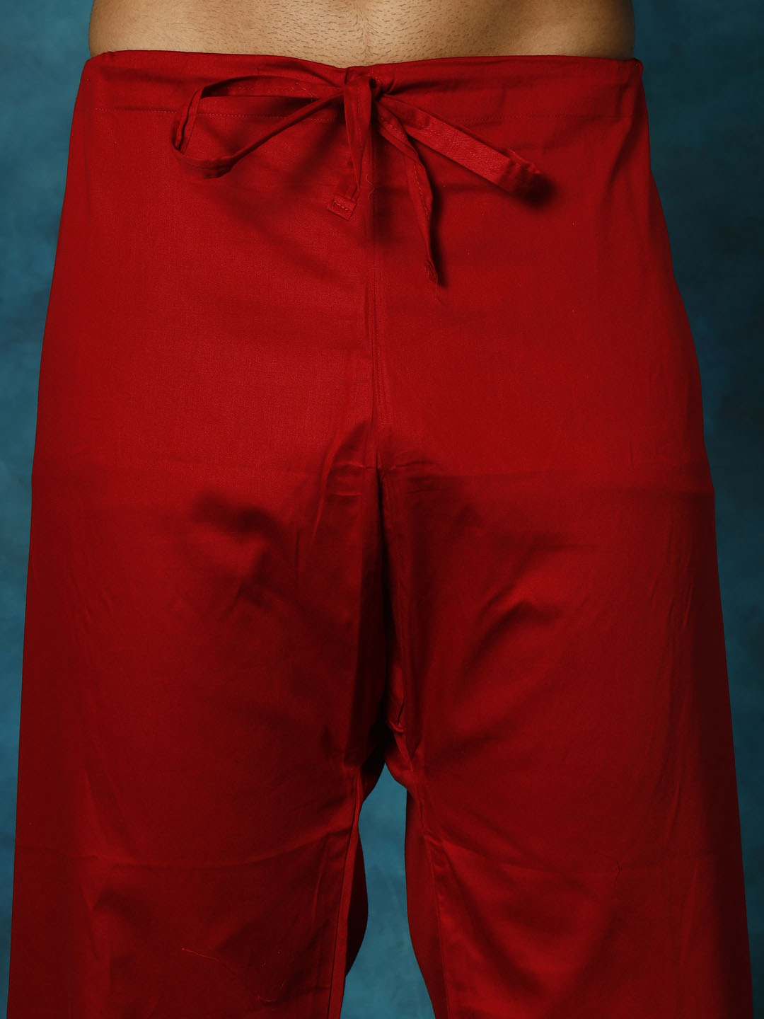 Men's Maroon Cotton Blend Pathani Pathani Kurta Set