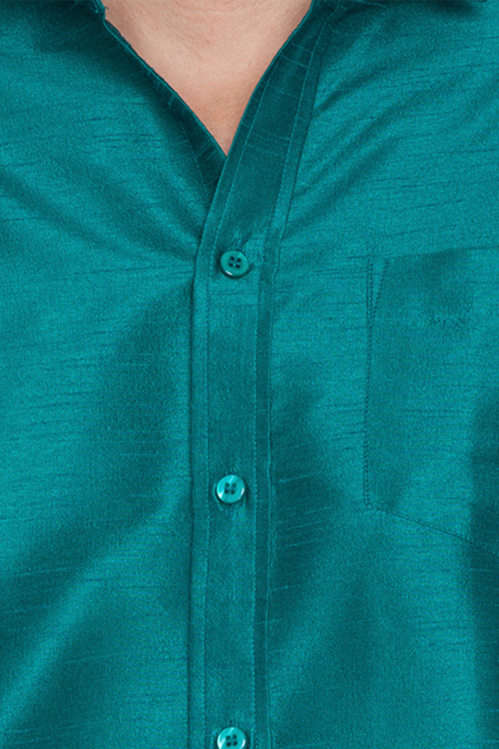 Men's Green Silk Blend Straight Ethnic Shirt