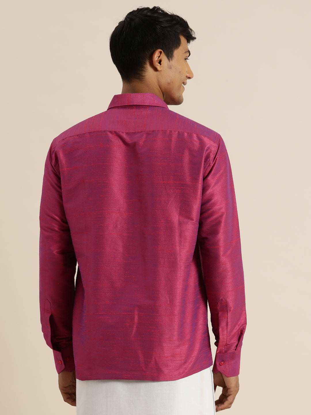Men's Purple Silk Blend Straight Ethnic Shirt