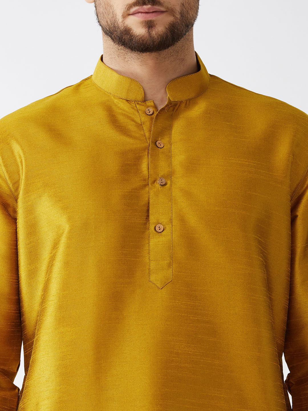 Men's Mustard Silk Blend Pathani Kurta and Dhoti Set