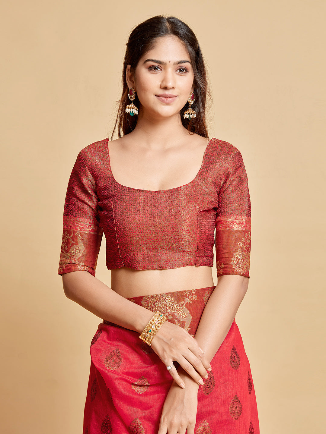 Dhiyona GR Women's Vasudha Dusty Pink Zari Woven Design Chanderi Cotton Saree