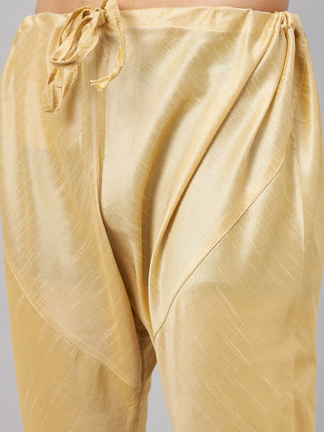 Men's Gold Silk Blend Straight Jacket Kurta and Pyjama Set