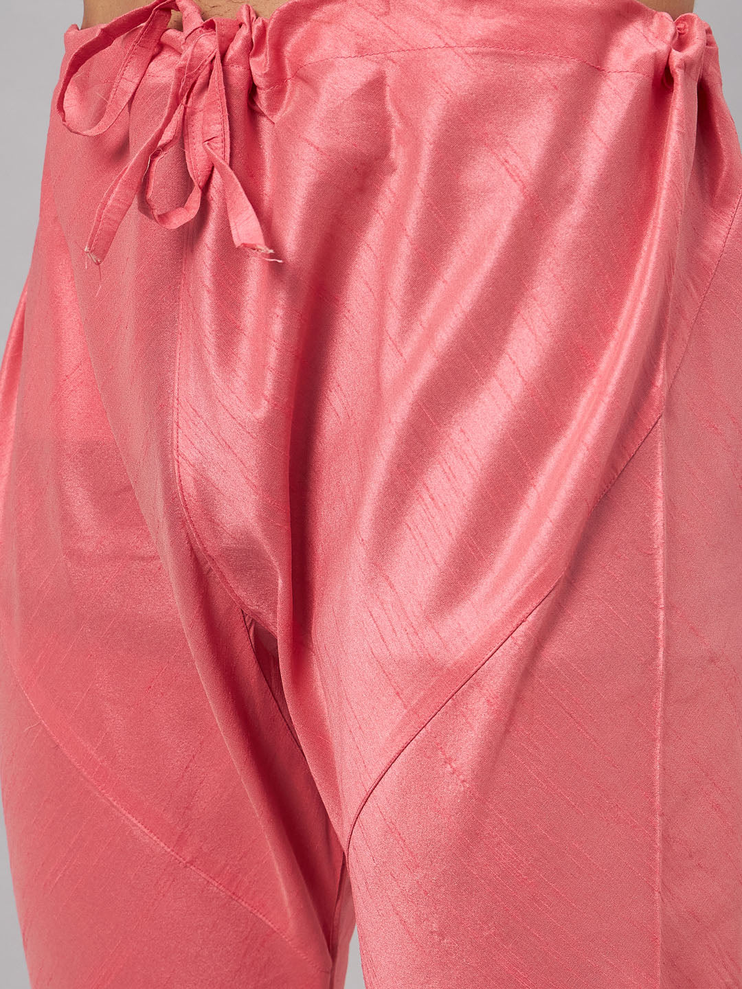 Men's Pink Silk Blend Straight Jacket Kurta and Pyjama Set