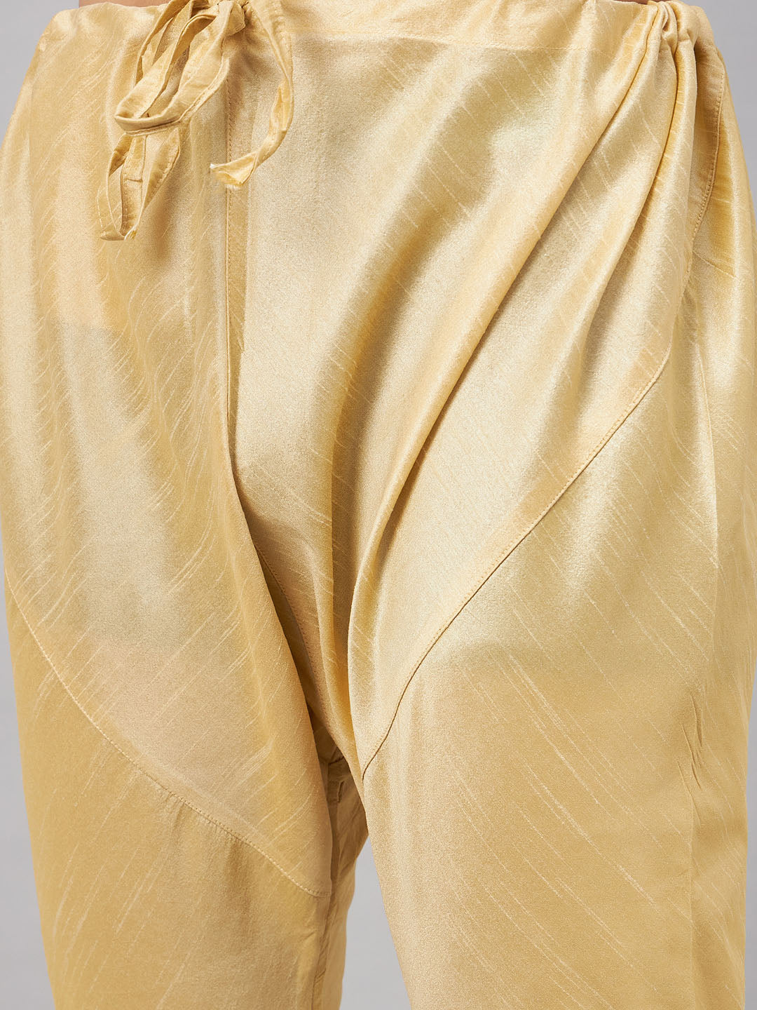 Men's Gold Silk Blend Straight Jacket Kurta and Pyjama Set