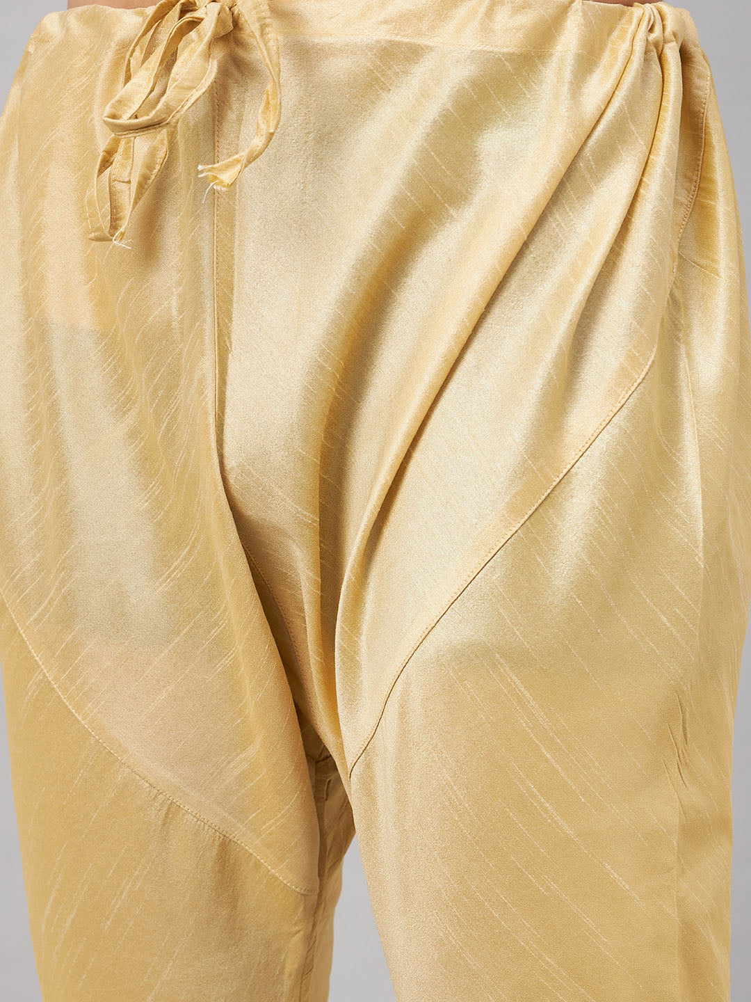 Men's Gold Silk Blend Straight Jacket Kurta and Pyjama Set