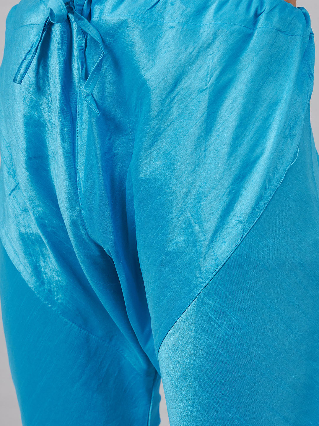 Men's Aqua Silk Blend Straight Jacket Kurta and Pyjama Set
