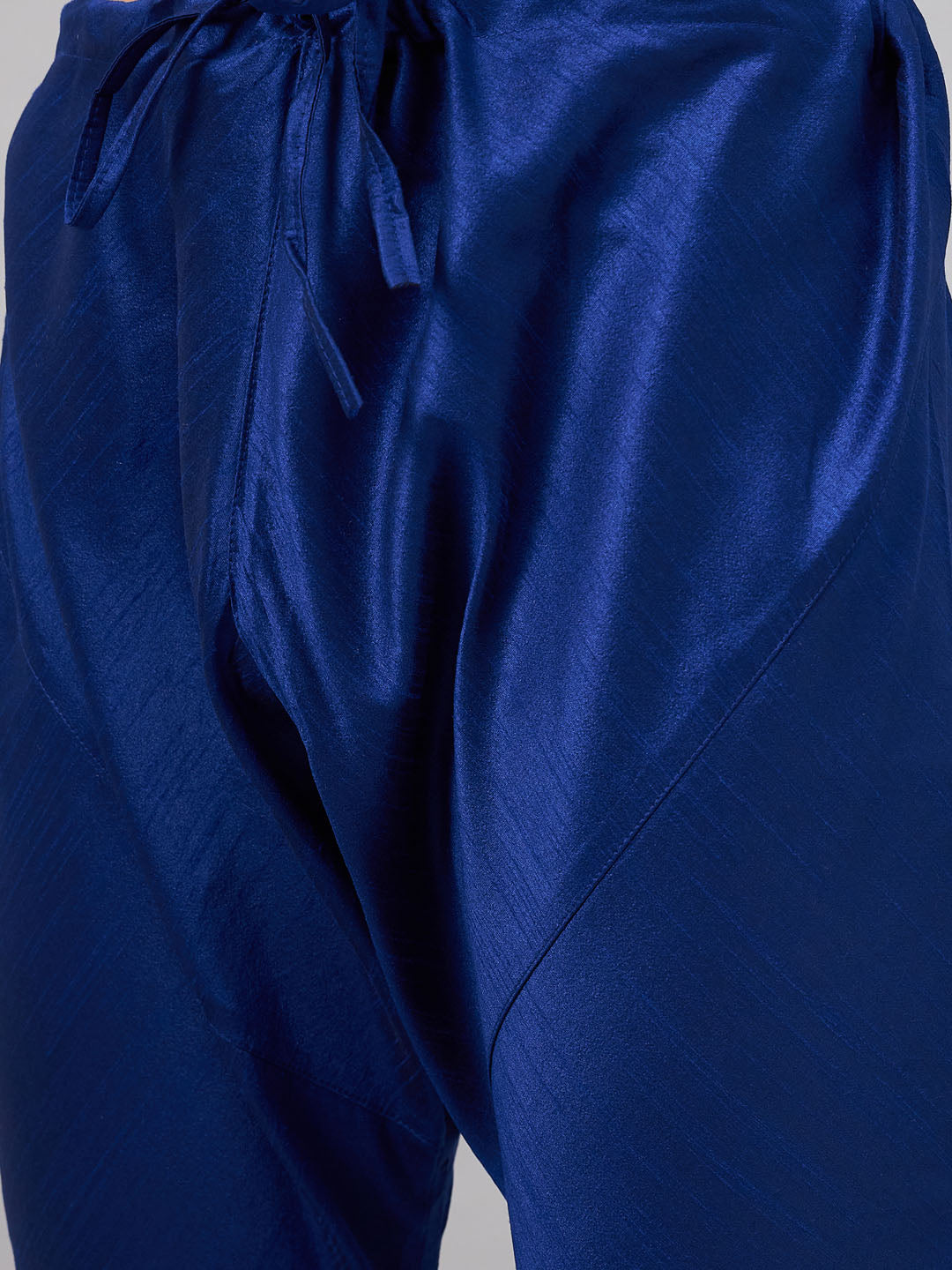 Men's Blue Silk Blend Straight Jacket Kurta and Pyjama Set