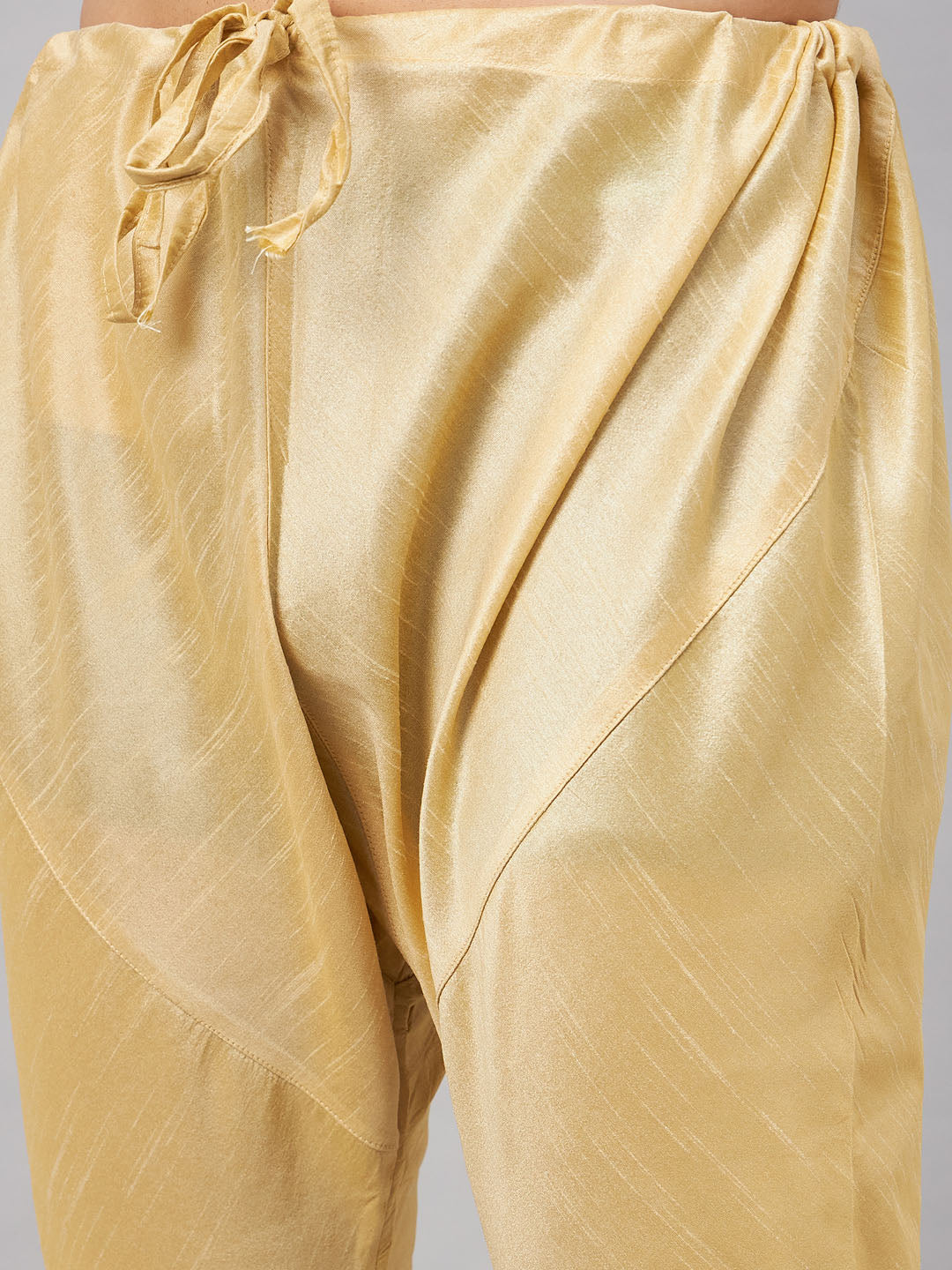 Men's Gold Silk Blend Straight Jacket Kurta and Pyjama Set