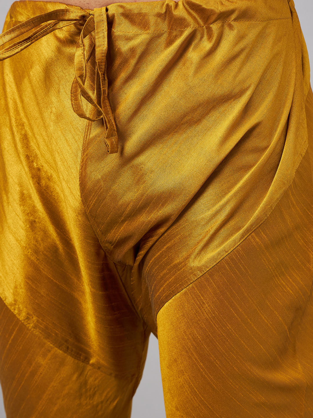 Men's Mustard Silk Blend Straight Jacket Kurta and Pyjama Set