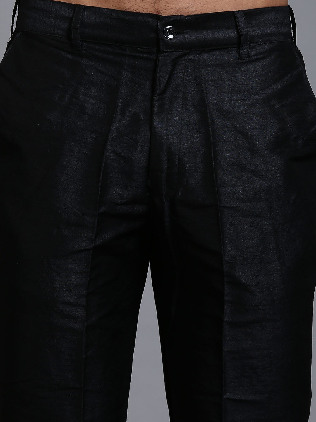 Men's Black Silk Blend Straight Jacket Kurta and Pyjama Set