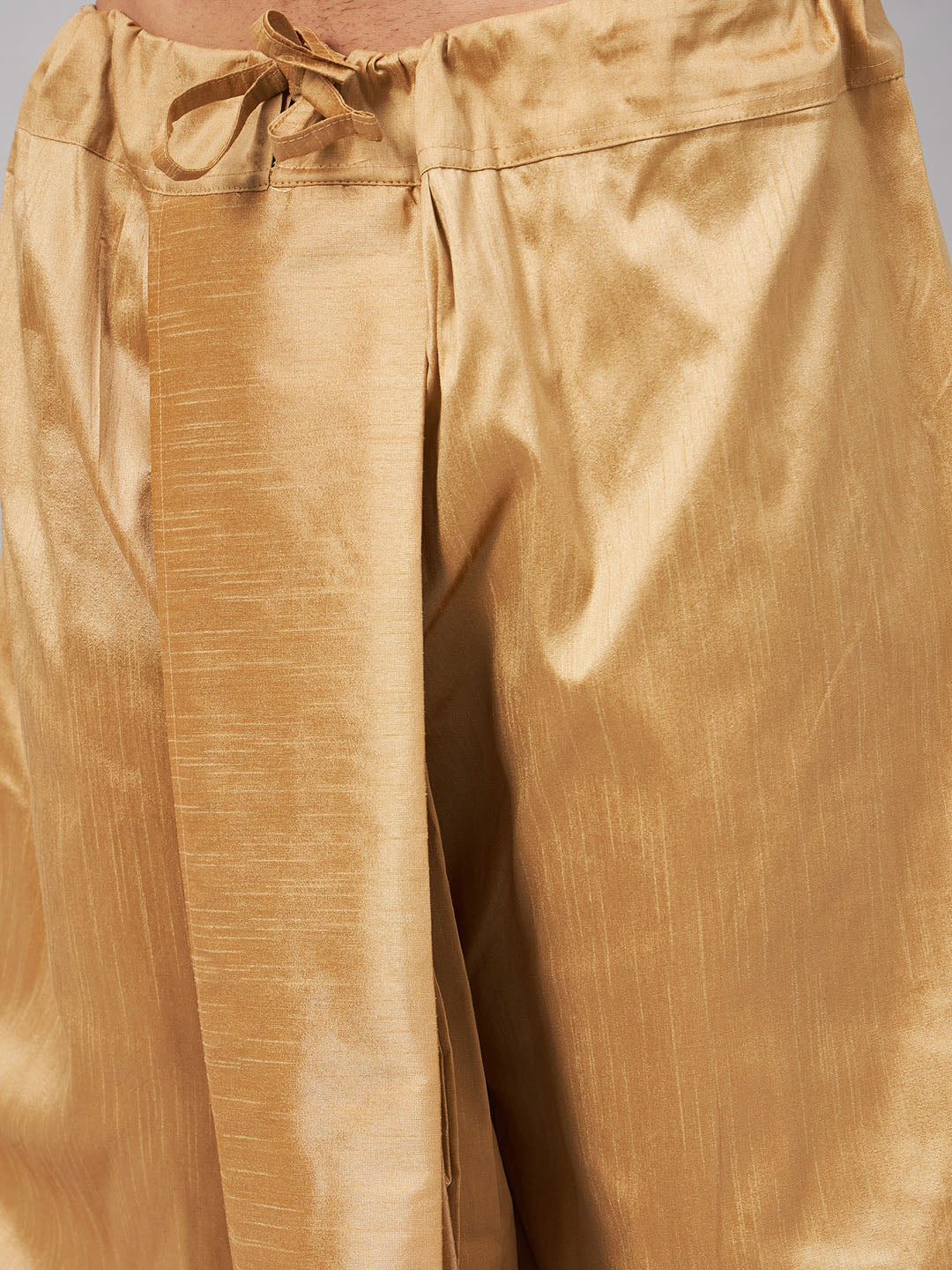 Men's Beige Silk Blend Straight Kurta and Dhoti Set