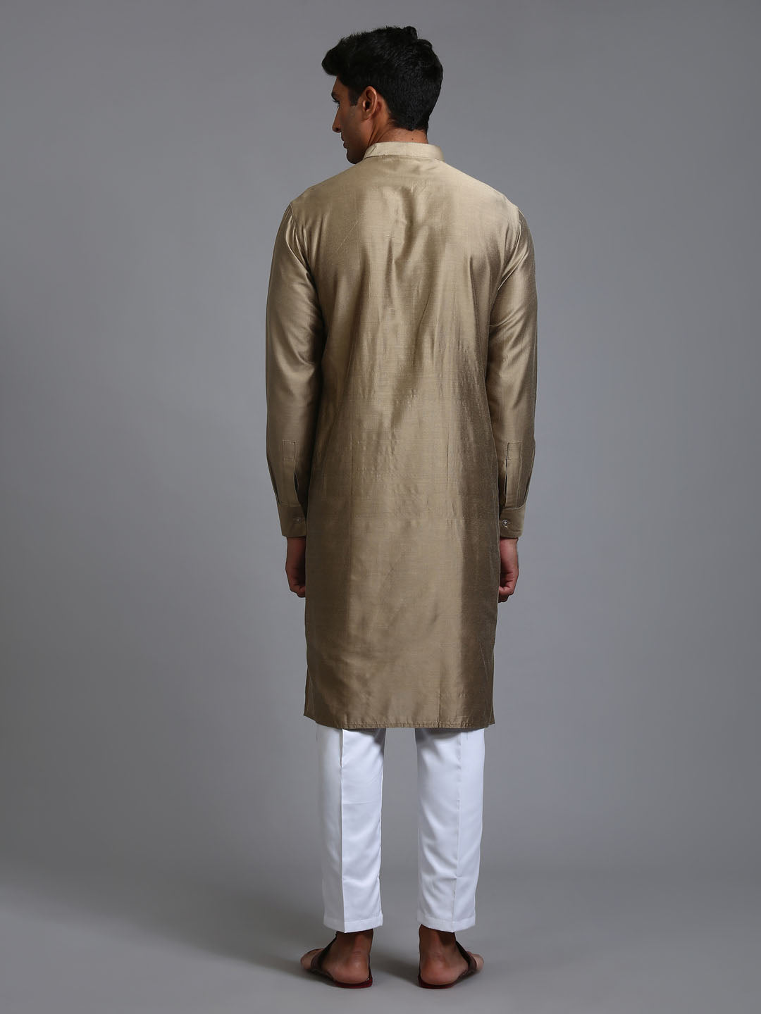 Men's Green Cotton Blend Straight Kurta Pyjama Set