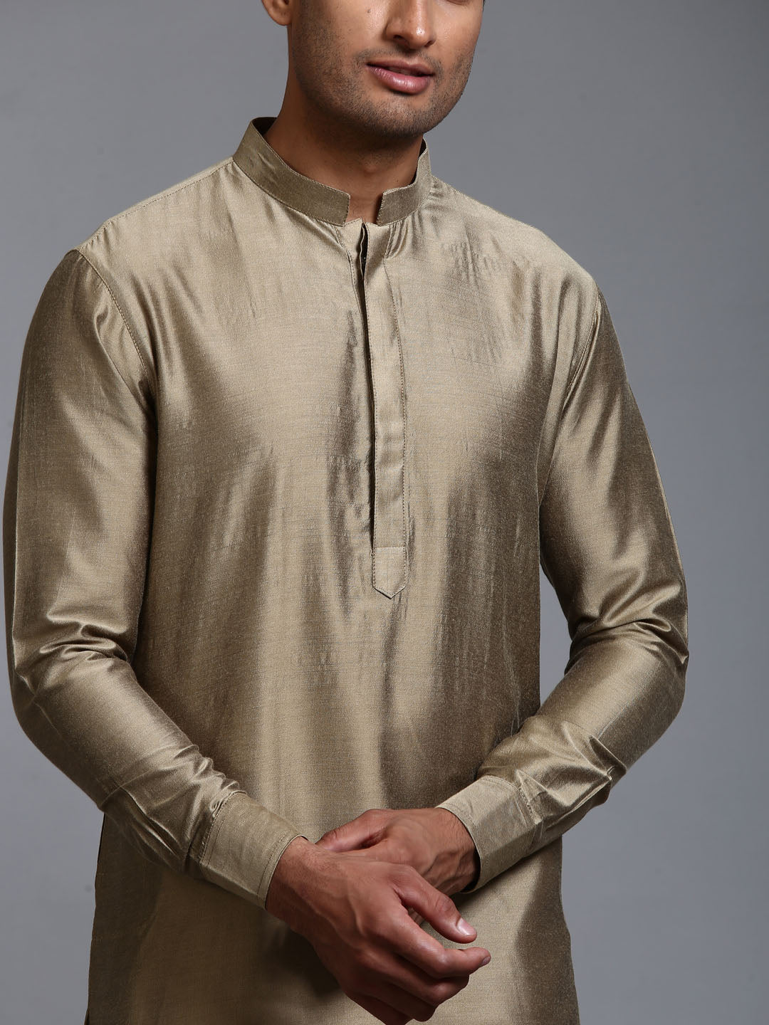 Men's Green Cotton Blend Straight Kurta Pyjama Set