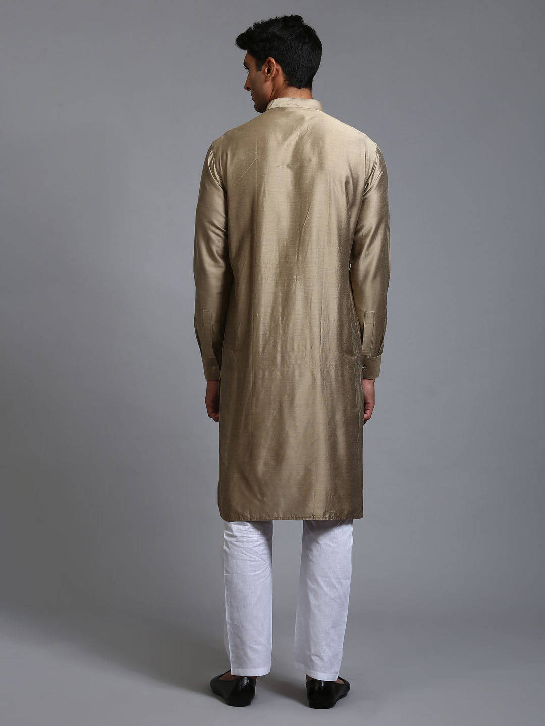Men's Green Cotton Blend Straight Kurta Pyjama Set