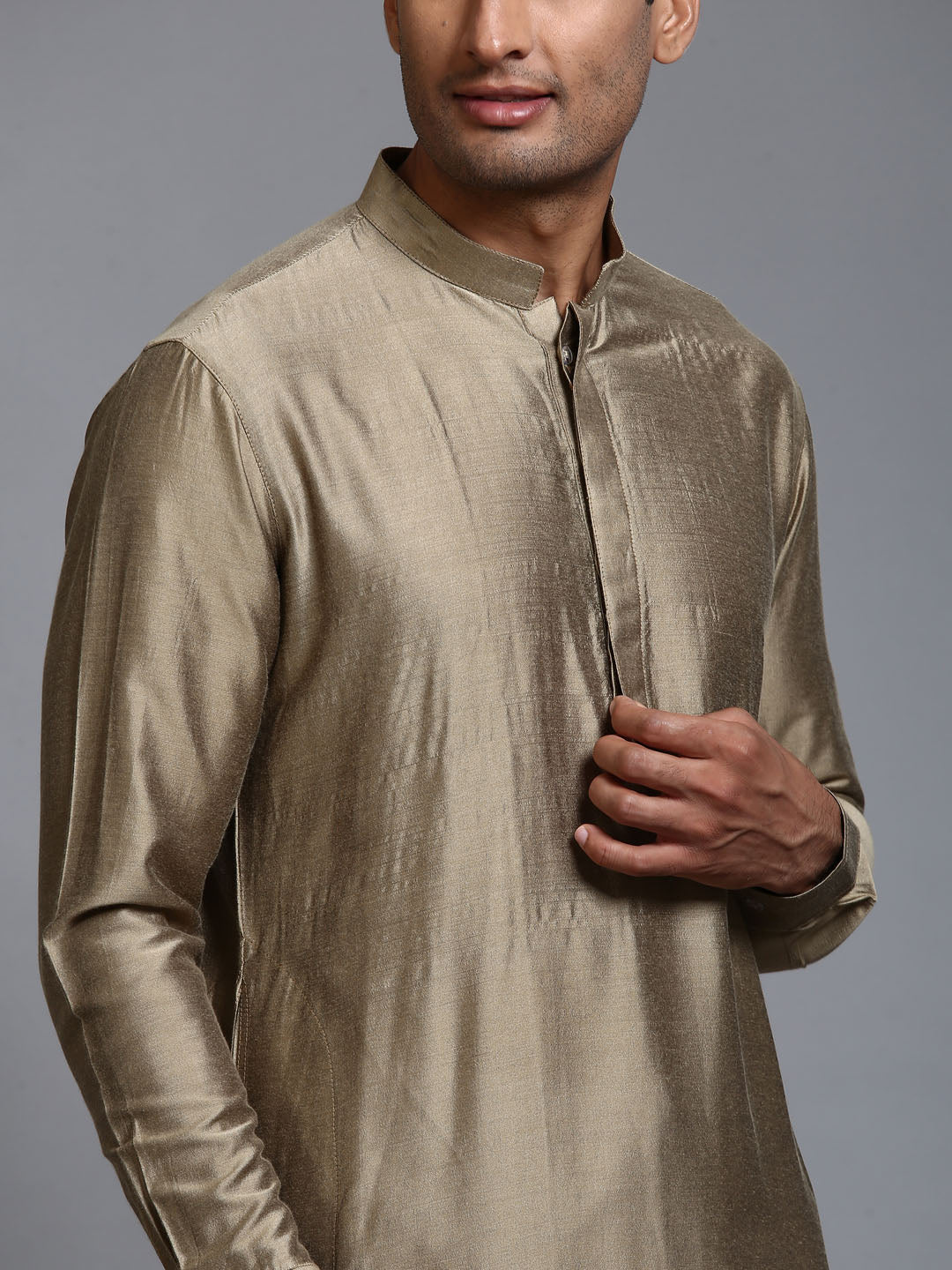 Men's Green Cotton Blend Straight Kurta Pyjama Set