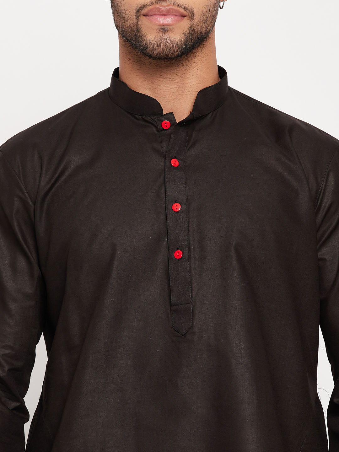 Men's Black Cotton Straight Kurta Pyjama Set