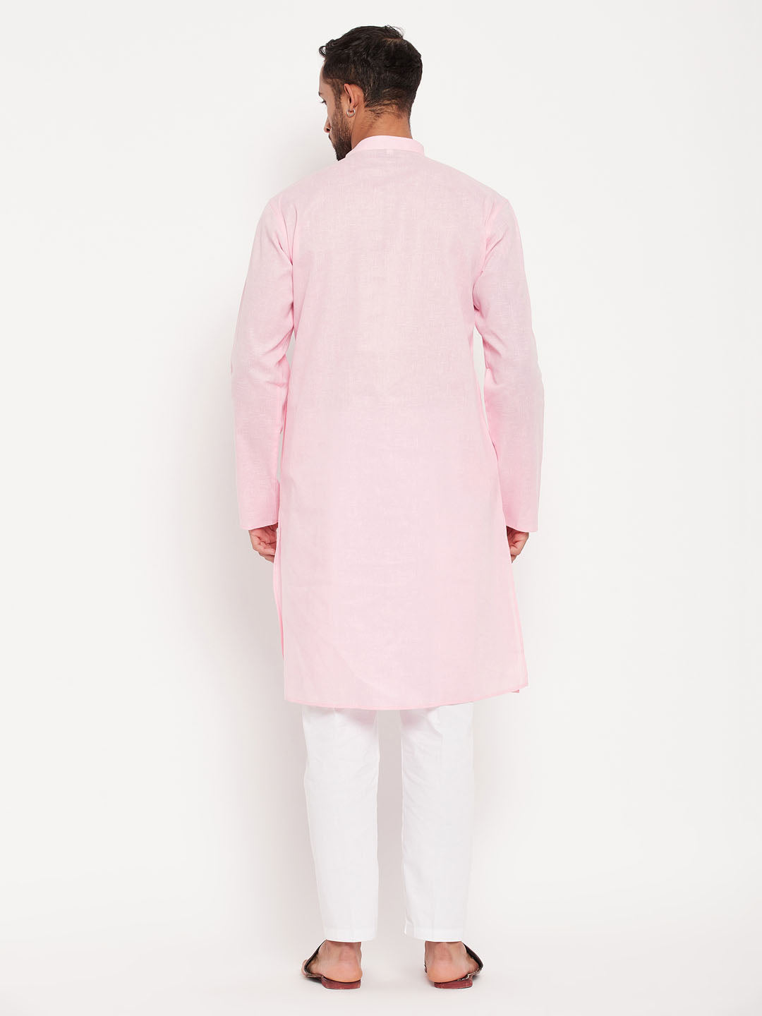 Men's Pink Cotton Straight Kurta Pyjama Set