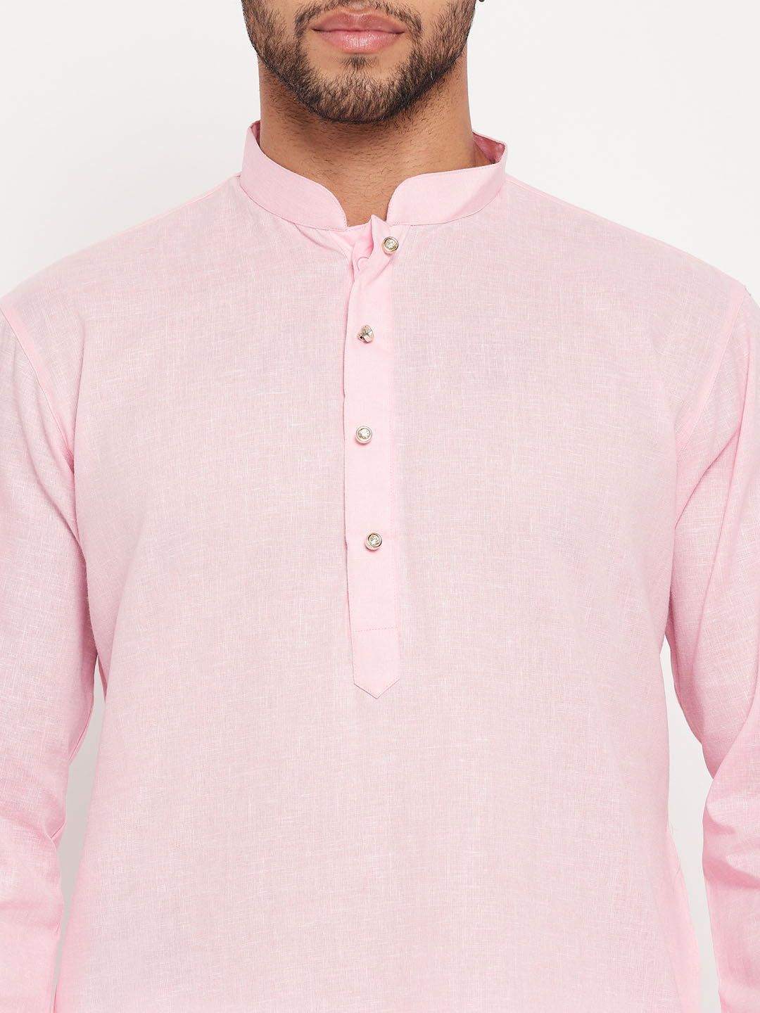 Men's Pink Cotton Straight Kurta Pyjama Set