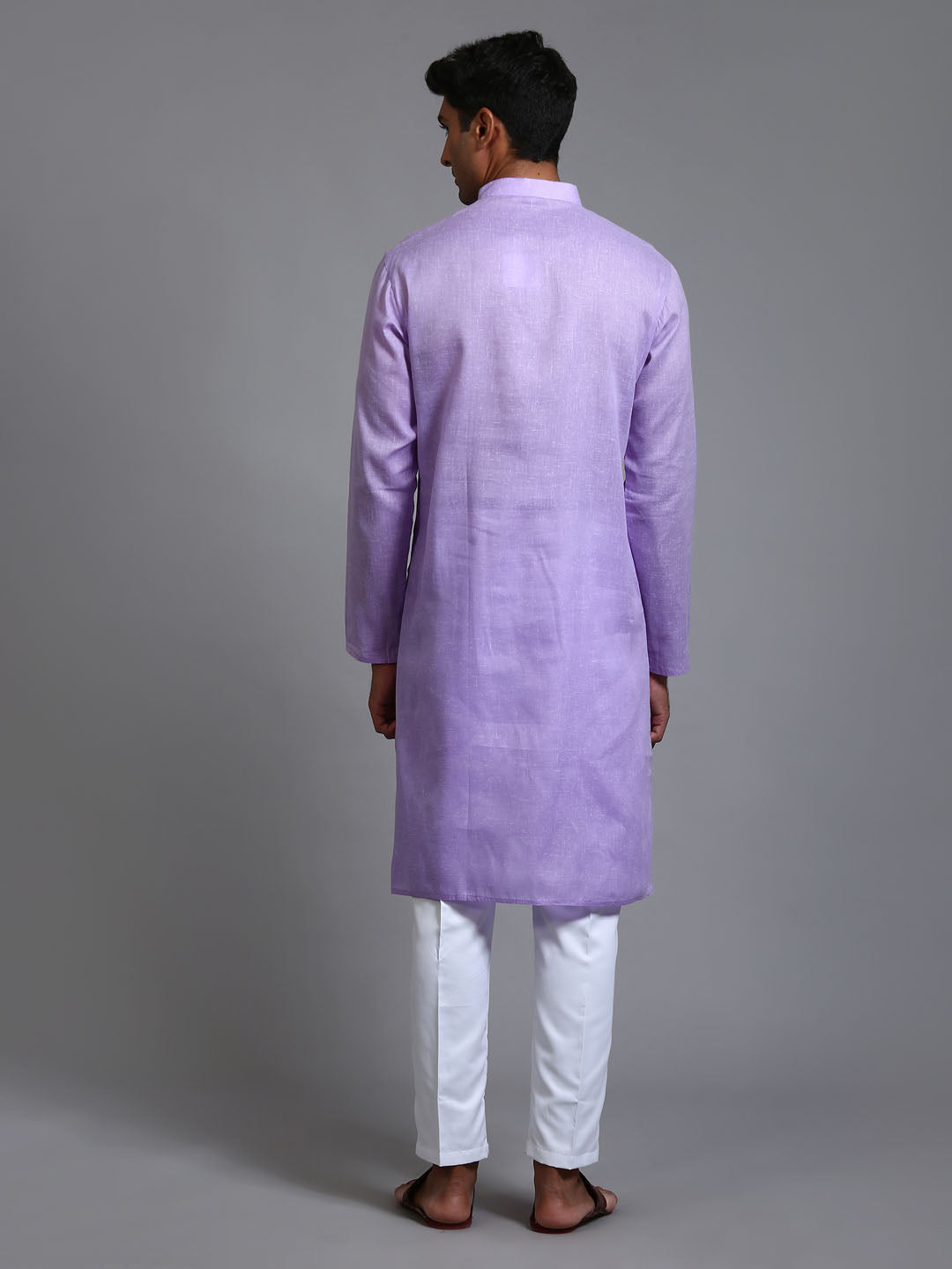 Men's Purple Cotton Straight Kurta Pyjama Set