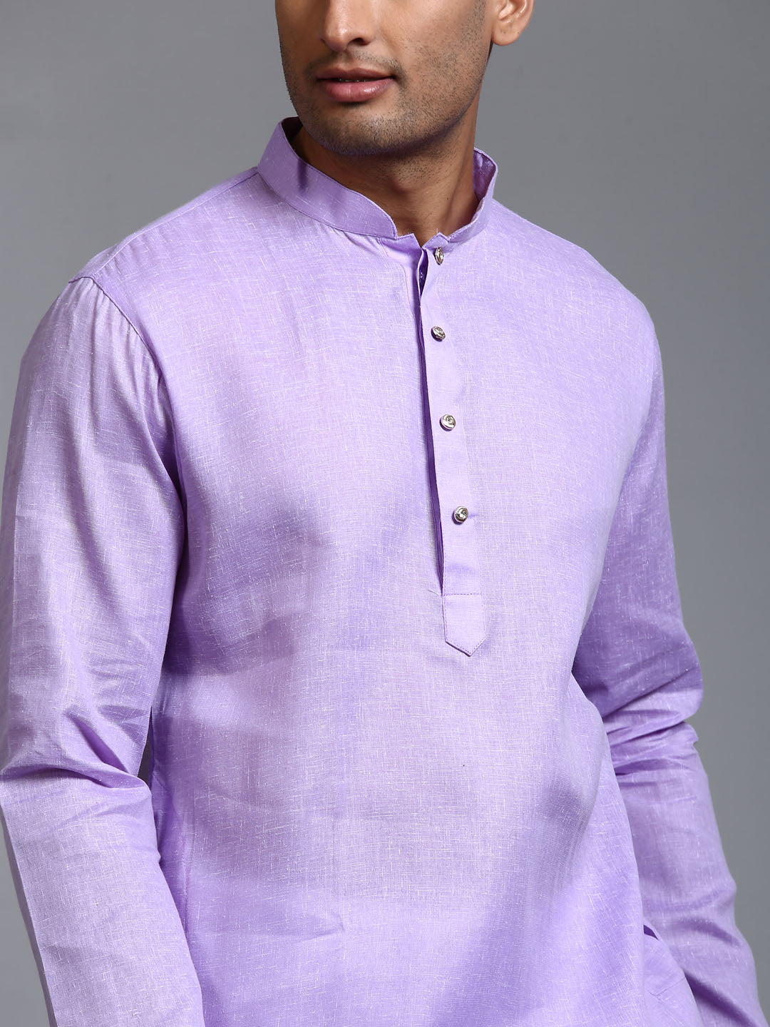 Men's Purple Cotton Straight Kurta Pyjama Set