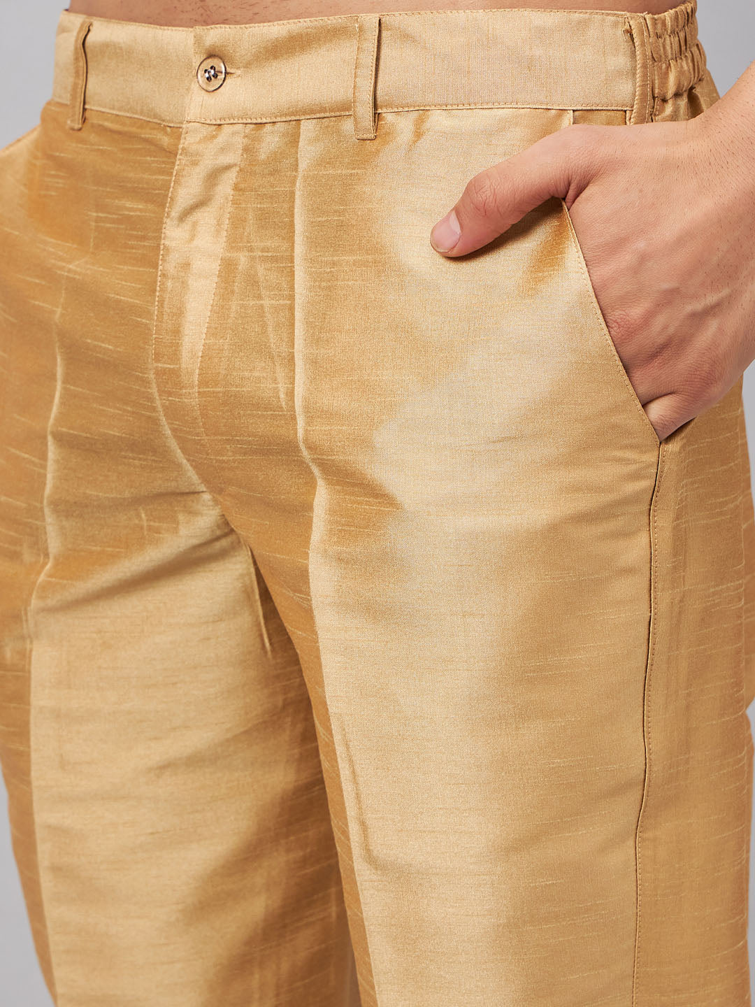 Men's Coffee Silk Blend Straight Kurta Pyjama Set