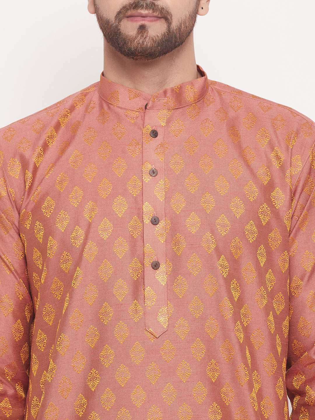 Men's Pink Silk Blend Straight Kurta Pyjama Set